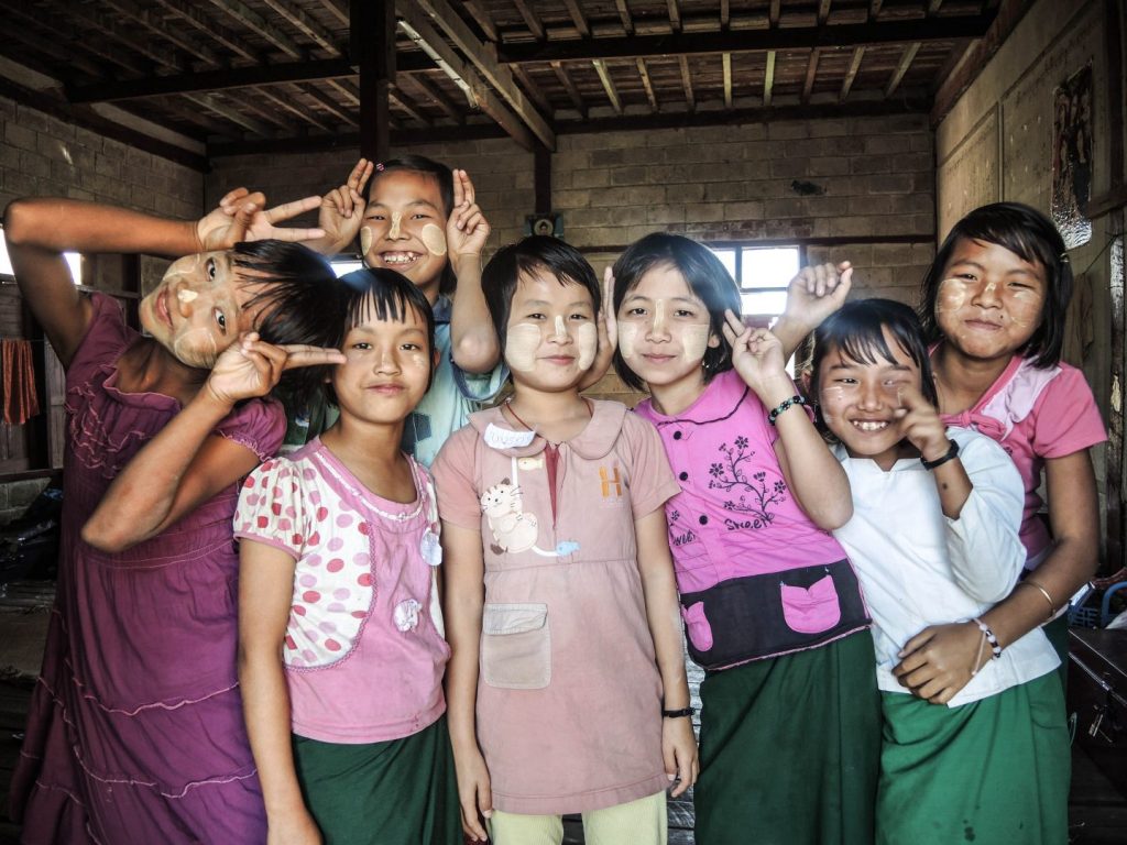 School kids at a monastery school in Myanmar