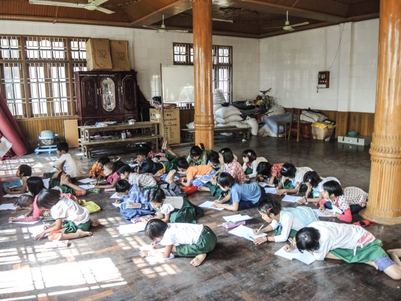 Class 3 at a monastery school in Mandalay in Myanmar