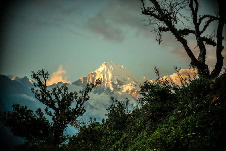 Sunset Ganesh Himal in Himalaya Nepal