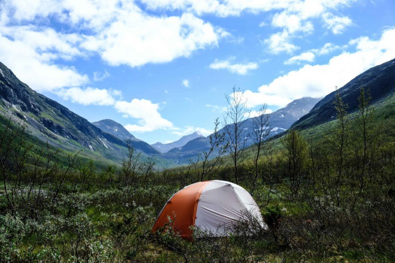 Camping in Skogadøla valley in Jotunheimen, Norway